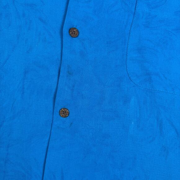 Tommy Bahama Shirt Mens 2XL Blue Palm Trees 100% Silk Camp Loop Collar Hawaiian - Picture 4 of 13